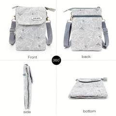 Floral Print Crossbody Phone Bag Canvas Shoulder Bag