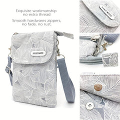 Floral Print Crossbody Phone Bag Canvas Shoulder Bag