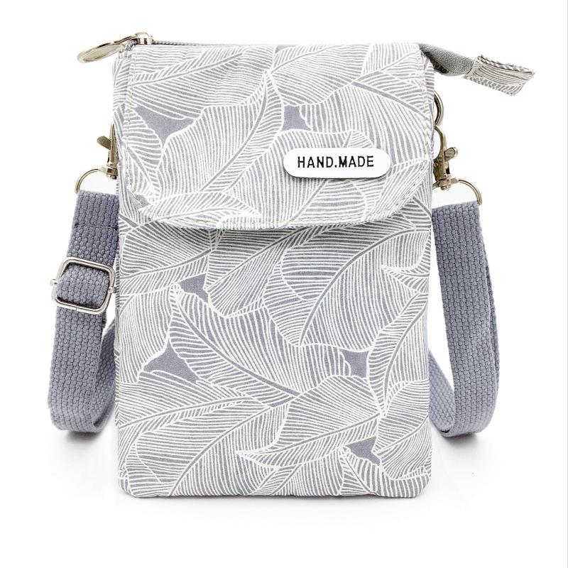 Floral Print Crossbody Phone Bag Canvas Shoulder Bag