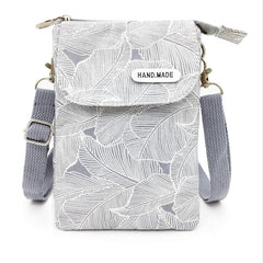 Floral Print Crossbody Phone Bag Canvas Shoulder Bag