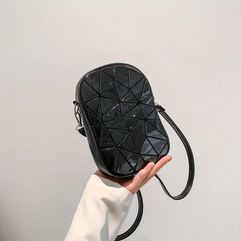 Geometric Pattern Crossbody Bag PU Shoulder Bag Women's Casual Handbag & Purse