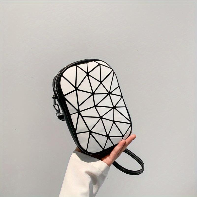 Geometric Pattern Crossbody Bag PU Shoulder Bag Women's Casual Handbag & Purse