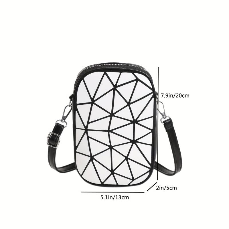 Geometric Pattern Crossbody Bag PU Shoulder Bag Women's Casual Handbag & Purse