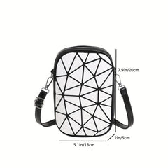 Geometric Pattern Crossbody Bag PU Shoulder Bag Women's Casual Handbag & Purse