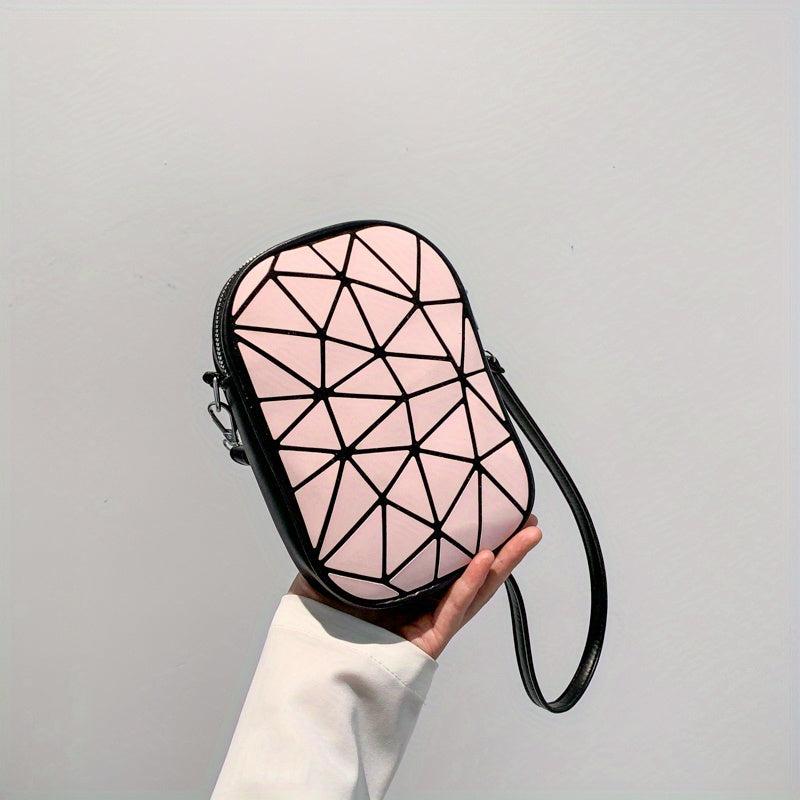 Geometric Pattern Crossbody Bag PU Shoulder Bag Women's Casual Handbag & Purse