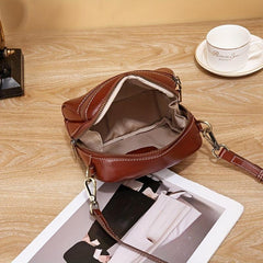 Vintage Leather Crossbody Bag with Pockets, Shoulder Bag for Women