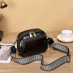 Vintage Leather Crossbody Bag with Pockets, Shoulder Bag for Women