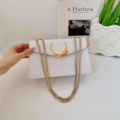 Pink Moon Decor Crossbody Bag Flap Shoulder Bag