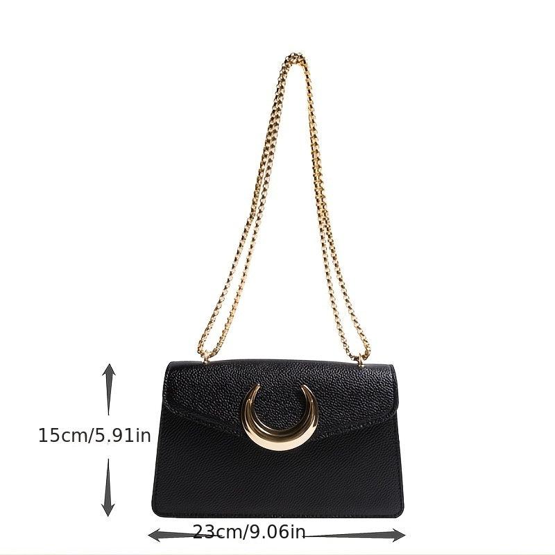 Pink Moon Decor Crossbody Bag Flap Shoulder Bag
