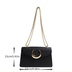 Pink Moon Decor Crossbody Bag Flap Shoulder Bag