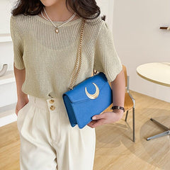 Pink Moon Decor Crossbody Bag Flap Shoulder Bag