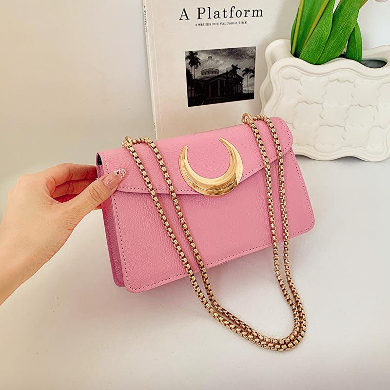 Pink Moon Decor Crossbody Bag Flap Shoulder Bag