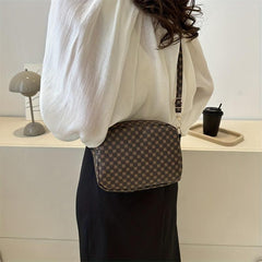 Vintage Geometric Crossbody Bag Retro PU Shoulder Bag Women's Classic Handbag