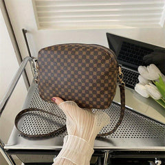 Vintage Geometric Crossbody Bag Retro PU Shoulder Bag Women's Classic Handbag