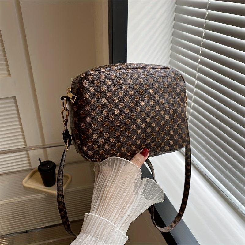 Vintage Geometric Crossbody Bag Retro PU Shoulder Bag Women's Classic Handbag