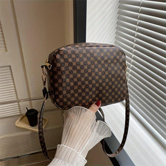 Vintage Geometric Crossbody Bag Retro PU Shoulder Bag Women's Classic Handbag