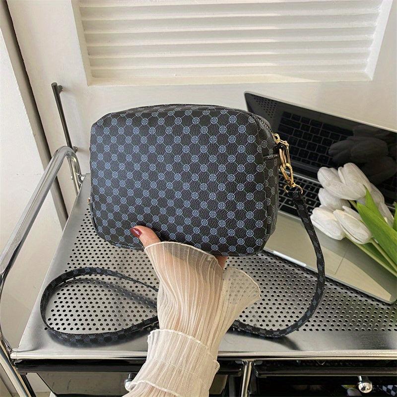 Vintage Geometric Crossbody Bag Retro PU Shoulder Bag Women's Classic Handbag
