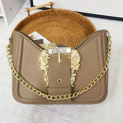 Classic Baguette Bag Stylish Shoulder Bag With Metal Buckle Decor
