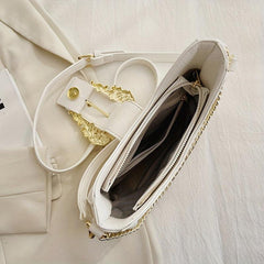 Classic Baguette Bag Stylish Shoulder Bag With Metal Buckle Decor