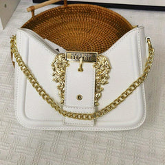 Classic Baguette Bag Stylish Shoulder Bag With Metal Buckle Decor