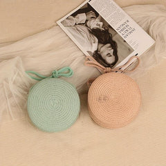 Straw Woven Crossbody Bag Boho Style Beachbag Rattan Braided Circle Purse