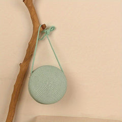 Straw Woven Crossbody Bag Boho Style Beachbag Rattan Braided Circle Purse