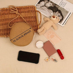 Straw Woven Crossbody Bag Boho Style Beachbag Rattan Braided Circle Purse