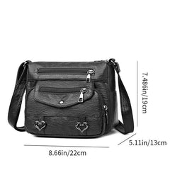 Heart Decor Crossbody Bag Faux Leather Shoulder Purse