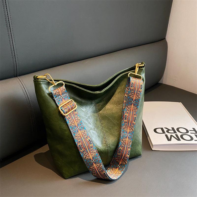 Vintage Crossbody Bag Geometric Strap Hobo Bag Large Capacity