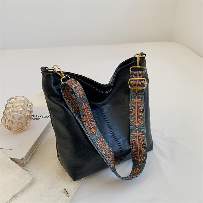 Vintage Crossbody Bag Geometric Strap Hobo Bag Large Capacity