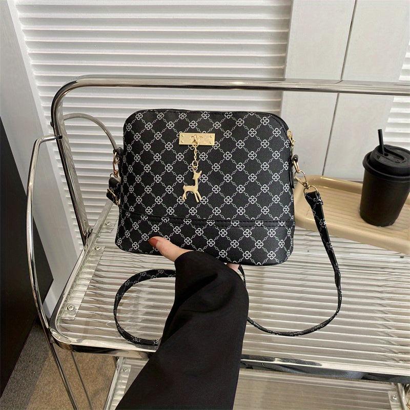Vintage Printed Crossbody Bag Zipper Purse Shoulder Bag For Women