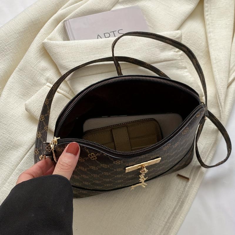 Vintage Printed Crossbody Bag Zipper Purse Shoulder Bag For Women
