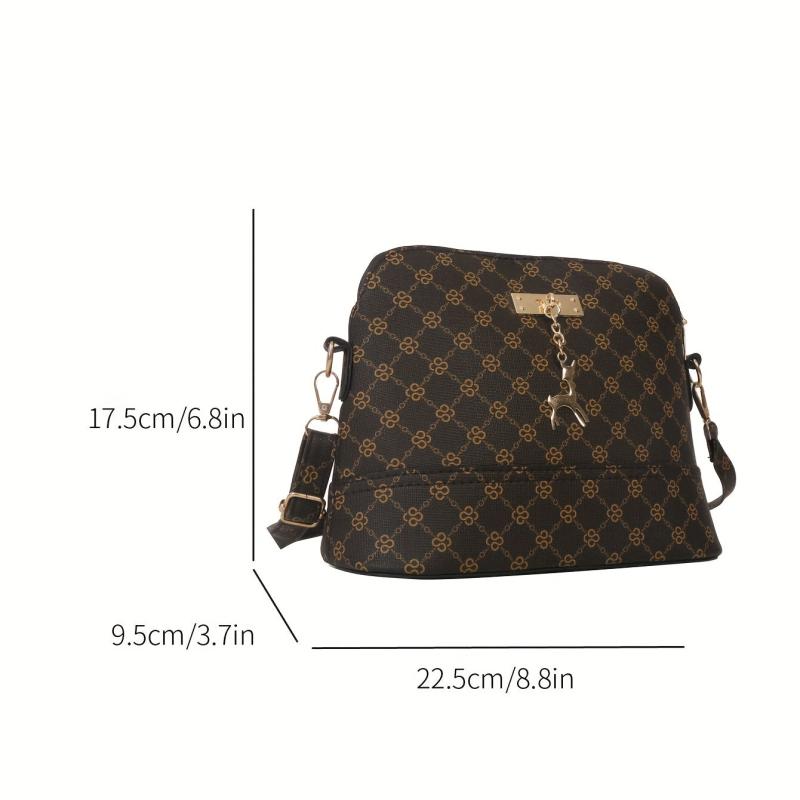 Vintage Printed Crossbody Bag Zipper Purse Shoulder Bag For Women