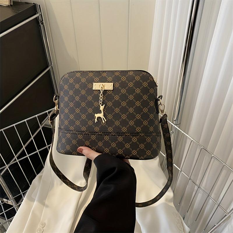 Vintage Printed Crossbody Bag Zipper Purse Shoulder Bag For Women