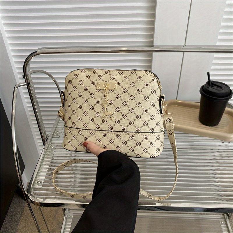 Vintage Printed Crossbody Bag Zipper Purse Shoulder Bag For Women