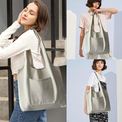 Solid Canvas Tote Bag Large Capacity Shoulder Bag Shopping Bag