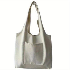 Solid Canvas Tote Bag Large Capacity Shoulder Bag Shopping Bag