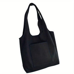 Solid Canvas Tote Bag Large Capacity Shoulder Bag Shopping Bag