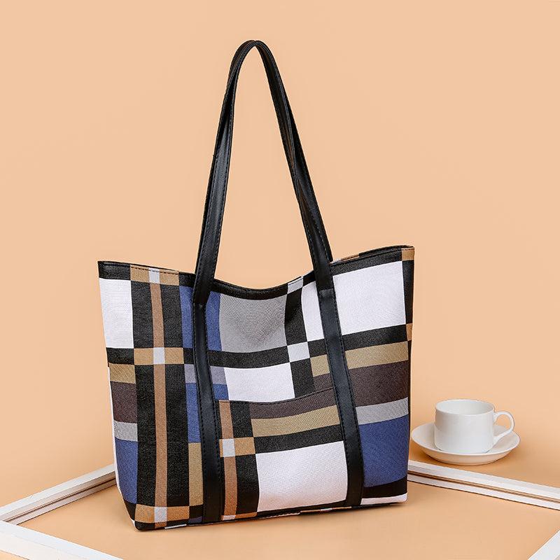 Plaid Pattern Tote Bag for Women, Large Capacity Shoulder Bag