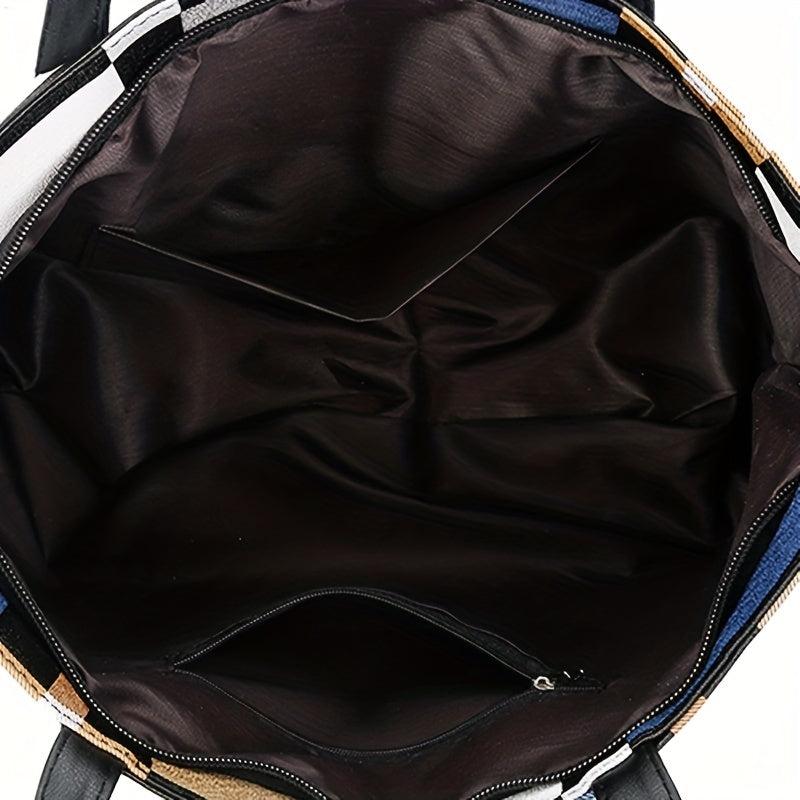 Plaid Pattern Tote Bag for Women, Large Capacity Shoulder Bag