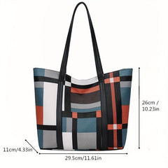 Plaid Pattern Tote Bag for Women, Large Capacity Shoulder Bag