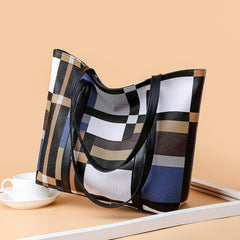 Plaid Pattern Tote Bag for Women, Large Capacity Shoulder Bag