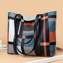 Plaid Pattern Tote Bag for Women, Large Capacity Shoulder Bag