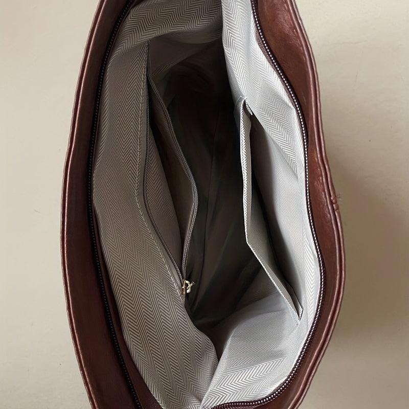 Vintage Large Capacity Crossbody Bag for Women Faux Leather Shoulder Bag