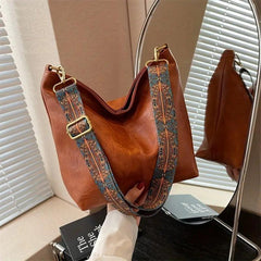 Vintage Large Capacity Crossbody Bag for Women Faux Leather Shoulder Bag
