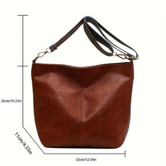 Vintage Large Capacity Crossbody Bag for Women Faux Leather Shoulder Bag