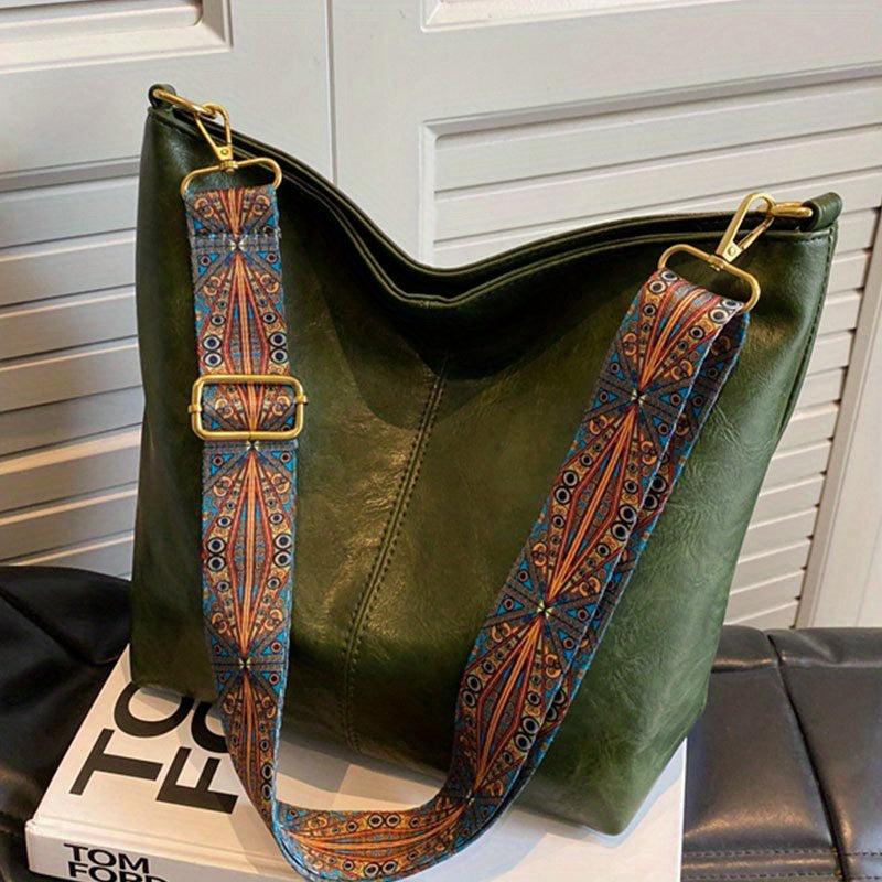 Geometric Strap Hobo Bag Crossbody Retro Style Shoulder Large Capacity