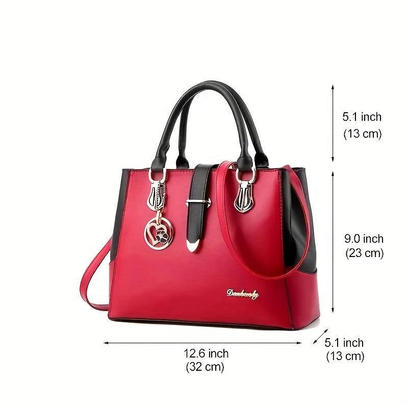 Large Capacity Top Handle Shoulder Bag PU Leather Crossbody Bag