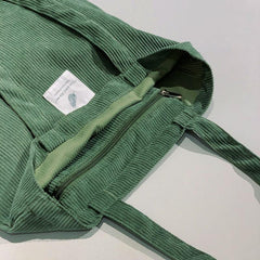 Corduroy Tote Bag Women's Shoulder Bag Letter Patch Decor Handbag