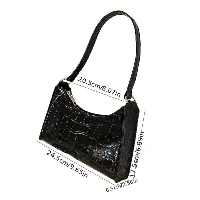 Embossed Baguette Bag Solid Shoulder Bag Women's PU Leather Handbag
